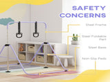 Adjustable Height, Foldable Kids Gymnastics Bar w/ Non-slip Rubber Floor Rings, for 3 Years, Purple T3398P378983
