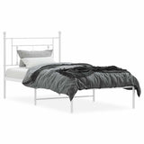 Metal Bed Frame without Mattress with Headboard White 100x200cm 374383