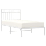 Metal Bed Frame without Mattress with Headboard White 90x190cm 373732