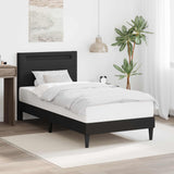 Bed Frame with LED Strip Lights Black 90 x 190 cm Faux Leather 42028037