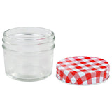 Glass Jam Jars with White and Red Lids 48 pcs 110 ml 50790