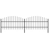 Garden Fence with Spear Top Steel 359x100 cm Black 277713