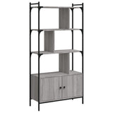 Bookcase with Doors Grey Sonoma 76.5x30x154.5 cm Engineered Wood 833351
