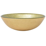 Bathroom Sink with Tap and Push Drain Gold Tempered Glass 3098463