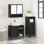 ZNTS 3 Piece Bathroom Furniture Set Black Engineered Wood 3301055