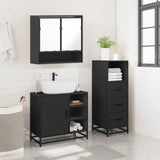 ZNTS 3 Piece Bathroom Furniture Set Black Engineered Wood 3301055