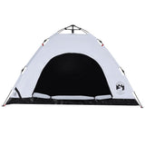 Camping Tent 4-Person White Blackout Fabric Quick Release 4004172