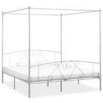 ZNTS Bed Frame without Mattress with Canopy White 180x200 cm Super King Metal 284431