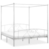 ZNTS Bed Frame without Mattress with Canopy White 180x200 cm Super King Metal 284431