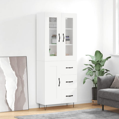 Highboard White 69.5x34x180 cm Engineered Wood 3198689