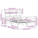 Bookcase Bed without Mattress 150x200 cm King Solid Wood Pine 3322239