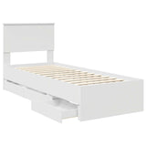 Bed Frame with Drawer White 75 x 190 cm Engineer Wood 3410756