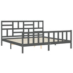 ZNTS Bed Frame without Mattress Grey 200x200 cm Solid Wood Pine 3193098