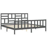 ZNTS Bed Frame without Mattress Grey 200x200 cm Solid Wood Pine 3193098