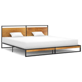 Bed Frame Black Powder-coated metal, melamine coated MDF 324868