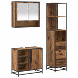 Bathroom Furniture Set with Door 3 pcs Old Wood Engineered Wood 3402503