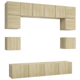 8 Piece TV Cabinet Set Sonoma Oak Engineered Wood 3079006