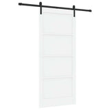 Sliding Door 93 x 211 cm Engineered Wood White and Black 3449894