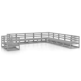 11 Piece Garden Lounge Set Grey Solid Pinewood 3075936