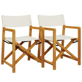 Folding Director Chairs 2 pcs Cream White Fabric 365837