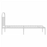 Bed Frame White Powder-Coated Steel Single Bed Frame 353677