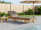 Sun Lounger with Cushion 100% Polyester Solid-Teak 42032672