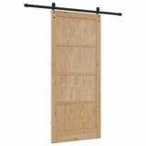 Sliding Door Natural and Black 93 x 211 cm Solid Pine Wood 3333180