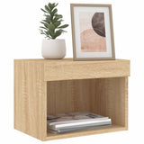 Bedside Cabinets with LED Lights Wall-mounted 2 pcs Sonoma Oak 837118