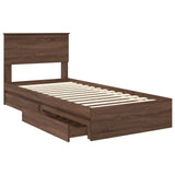 Storage Bed with Drawer Brown Oak 90 x 200 cm Engineered Wood 3410839