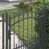Fence Gate with Spikes Grey 170 x 100 cm Powder-coated steel 42009005