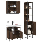 ZNTS 3 Piece Bathroom Cabinet Set Brown Oak Engineered Wood 3214739