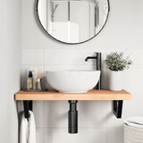 Basin Shelf Wall Mounted Steel and Solid Wood Beech 3302375