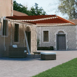 Manual Retractable Awning with LED 400x300 cm Orange and Brown 3069545