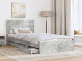 Bed Frame with Drawer Concrete Grey 90 x 200 cm Engineer Wood 3411531