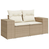 10 Piece Garden Sofa Set with Cushions Beige Poly Rattan Acacia 3327425