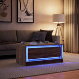 Coffee Table with LED Lights Brown Oak Engineered Wood 851990