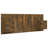Bed Headboard with Cabinets Smoked Oak Engineered Wood 3115689
