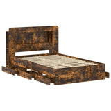 Bed Frame with Storage Smoked Oak 120 x 190 cm Engineered Wood 3434025
