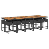 11 Piece Garden Dining Set with Cushions Black Poly Rattan 3211299