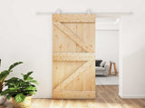 Sliding Door Natural and White 80 x 210 cm Solid Pine Wood 3445006