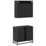 ZNTS 2 Piece Bathroom Furniture Set Black Engineered Wood 3300905