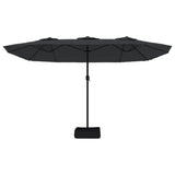 Garden Parasol Black Polyester Large Adjustable Armrests 362951
