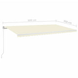 ZNTS Manual Retractable Awning 600x350 cm Cream 3069037