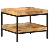 Side Table with Shelf Brown 55 x 55 x 45 cm Solid Mango Wood 374091