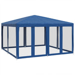 Party Tent with 8 Mesh Sidewalls Blue 4x4 m HDPE 4010062