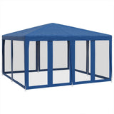 Party Tent with 8 Mesh Sidewalls Blue 4x4 m HDPE 4010062