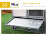 Wooden Rabbit Hutch Outdoor, Double Tier with Water-Resistant Roof, Ramp 147 x 54 x 84 cm, Grey T3398P375356