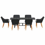 Garden Dining Set with Cushion 7 pcs Black Poly Rattan 3261621
