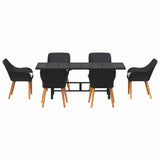 Garden Dining Set with Cushion 7 pcs Black Poly Rattan 3261621