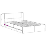 Bed Frame with Storage Smoked Oak 135 x 190 cm Engineered Wood 3433952